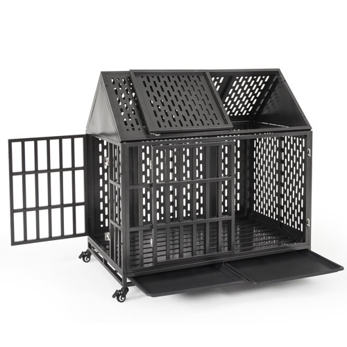 Tucker Murphy Pet™ 46 Inch Heavy Duty Dog Crate For High Anxiety Dogs, Indestructible Large